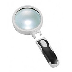 Лупа Kromatech ручная круглая 10x, 50 мм, с подсветкой (2 LED), черно-белая 77350B